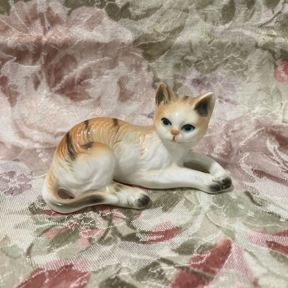 Vintage Bone China Cat Figurine